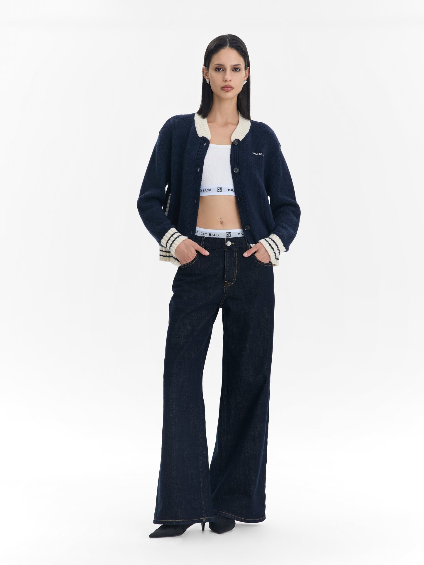 High-waisted versatile wide leg straight pants