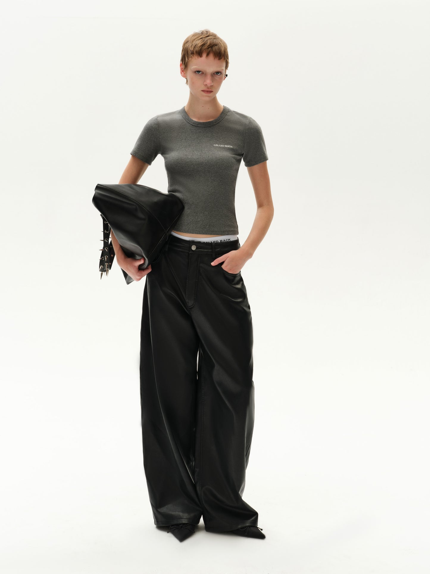 Short-Sleeve Crew Neck Backless Cotton Top