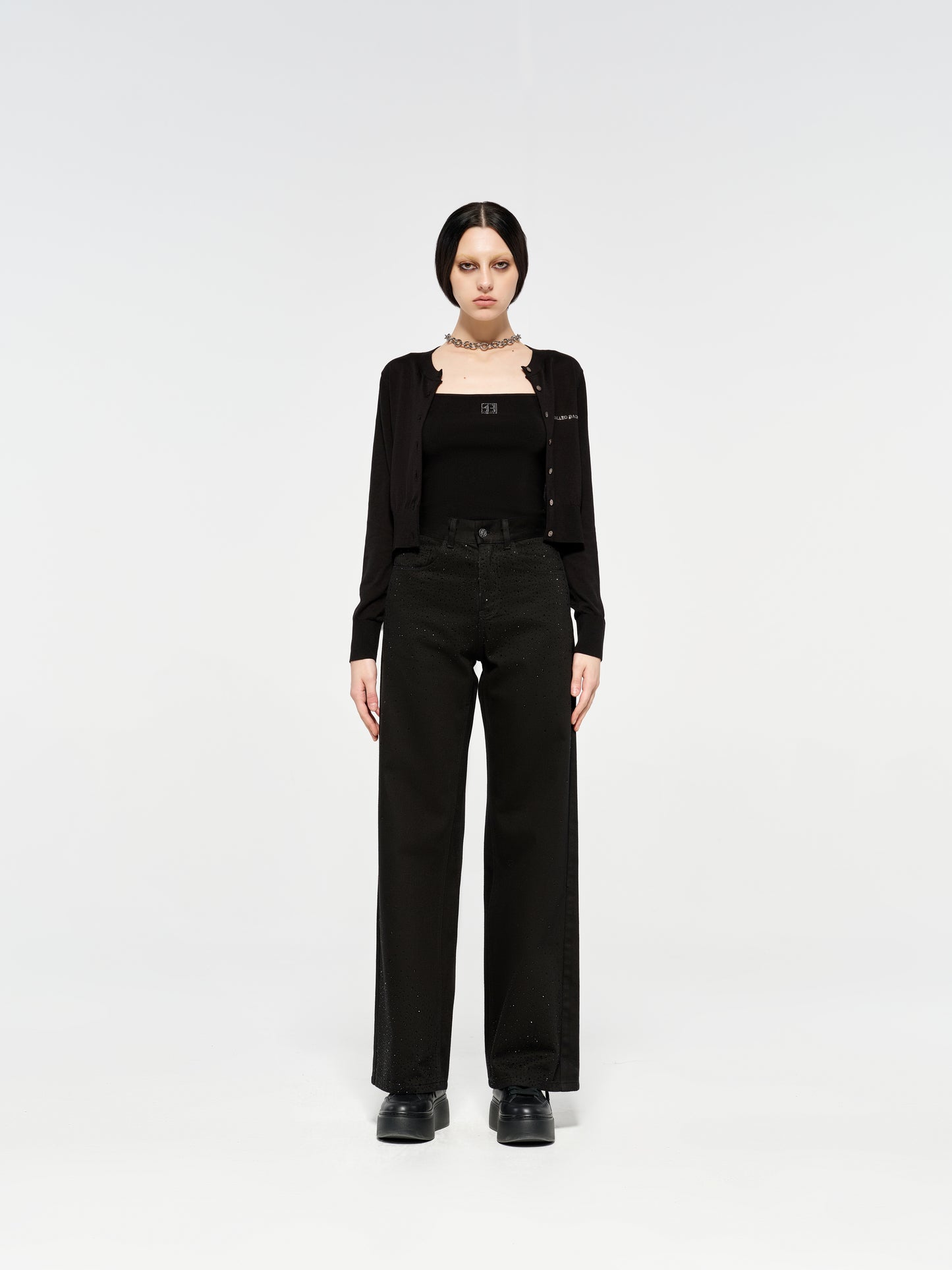 Black Straight-Leg Denim Pants