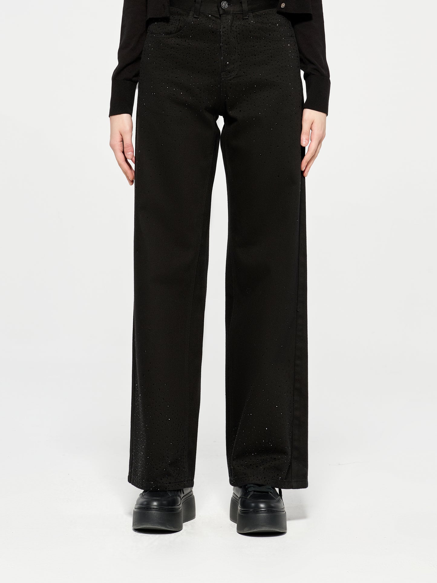 Black Straight-Leg Denim Pants