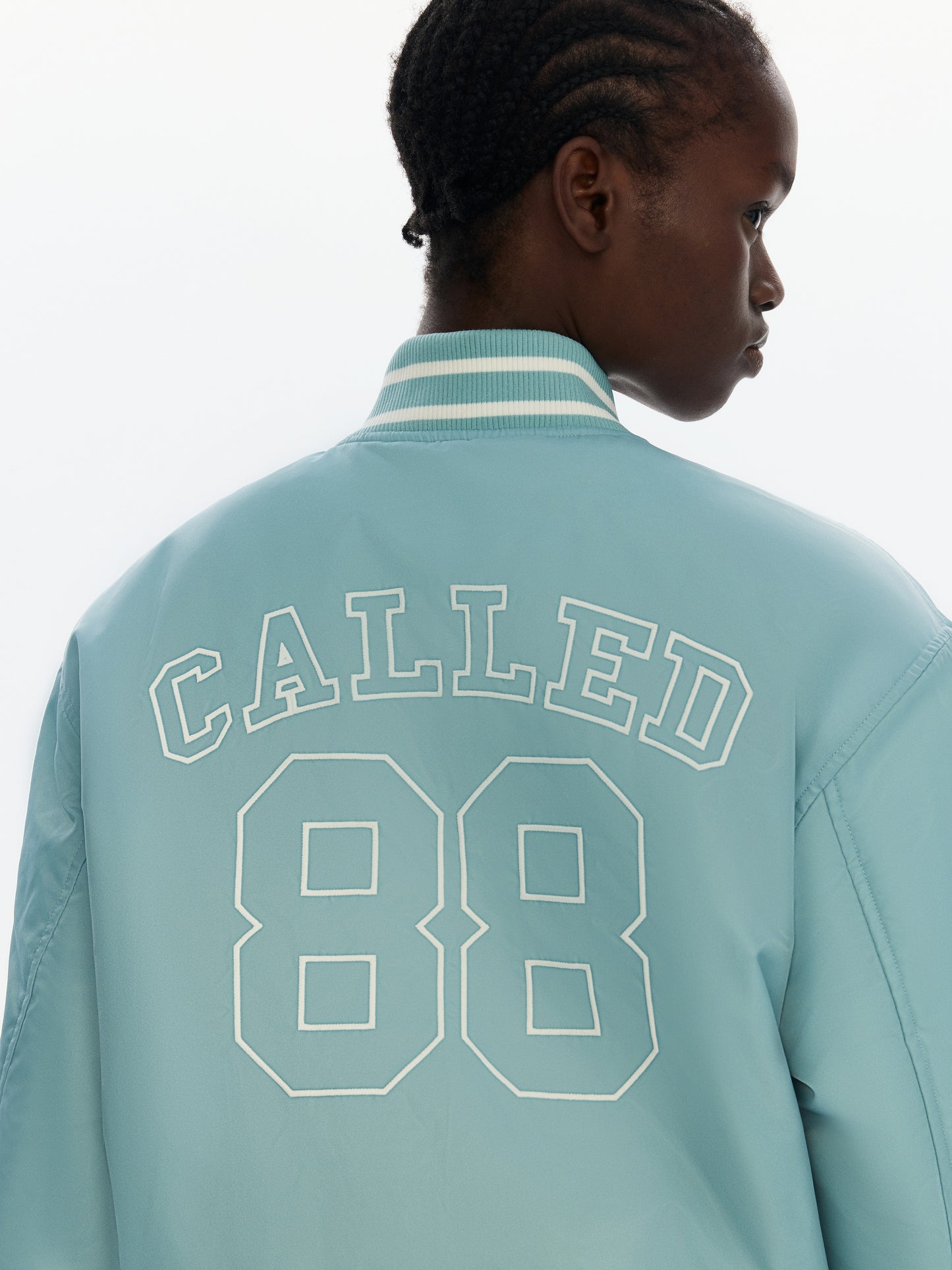 Blue Baseball Jacket Style Down Coat