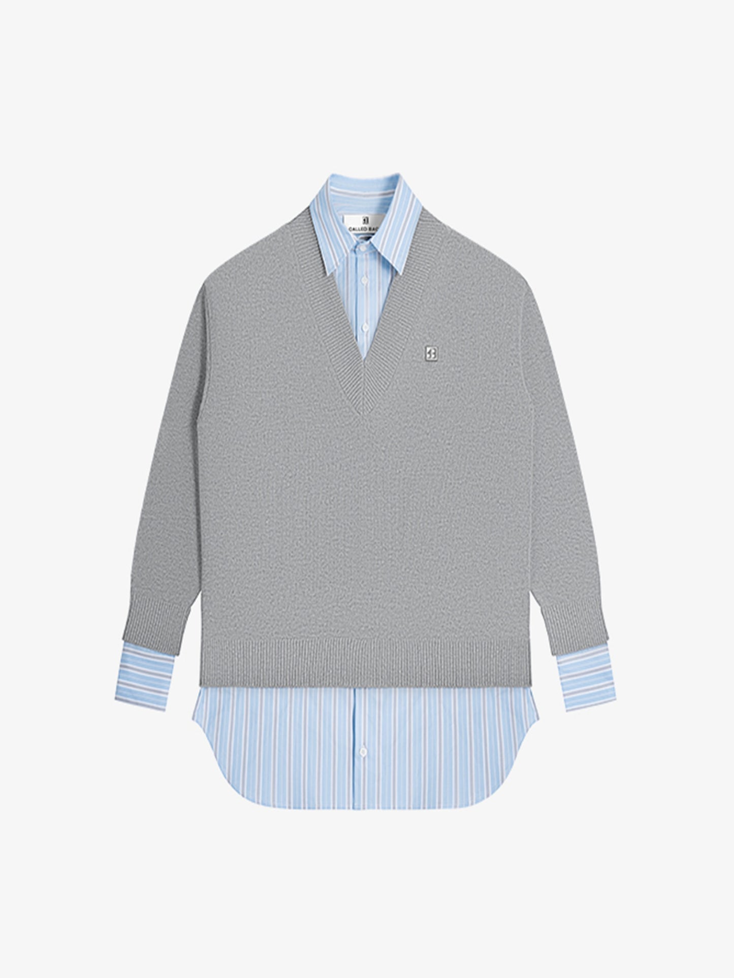 Mock Layered Shirt & Sweater Top