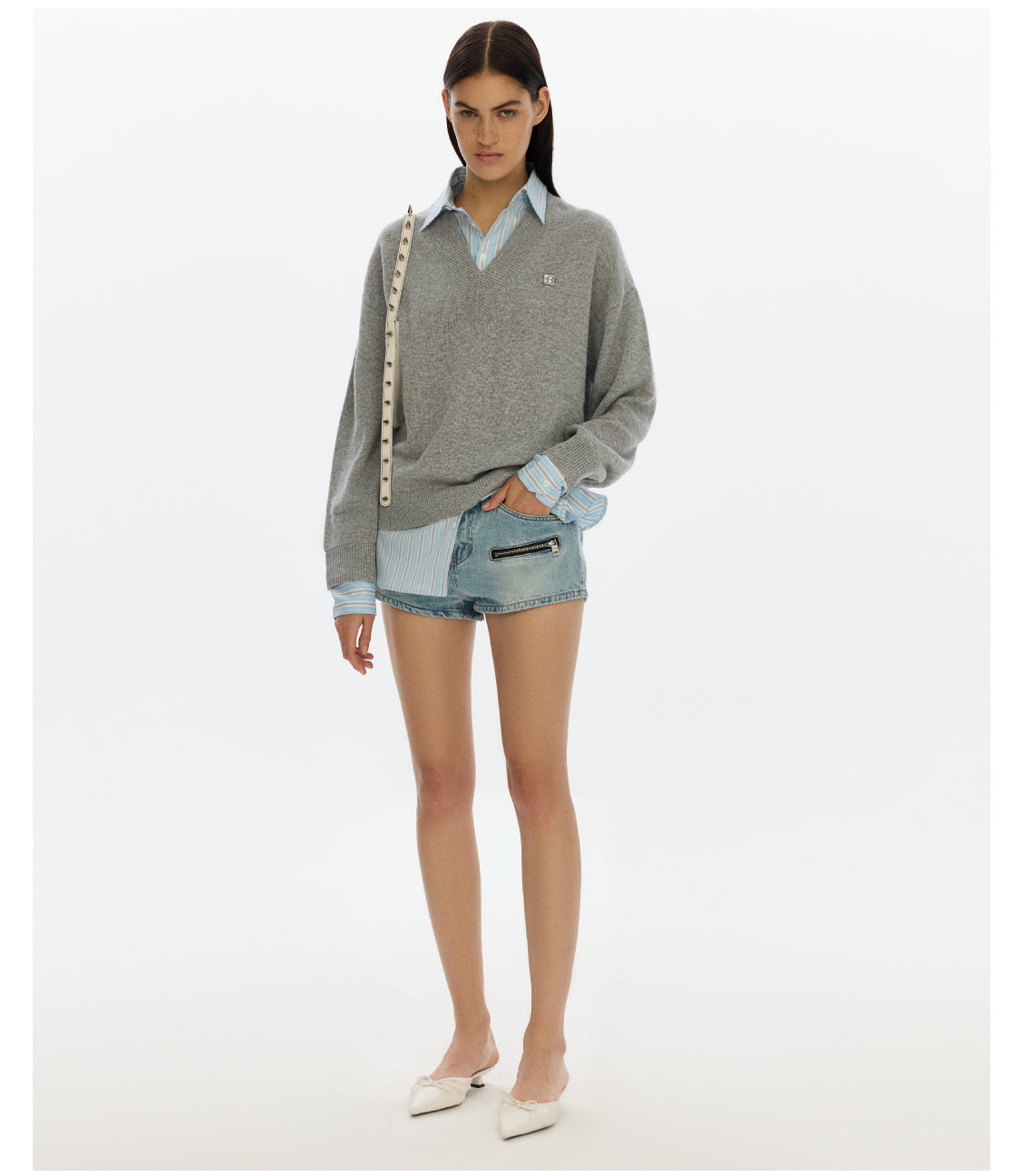 Mock Layered Shirt & Sweater Top