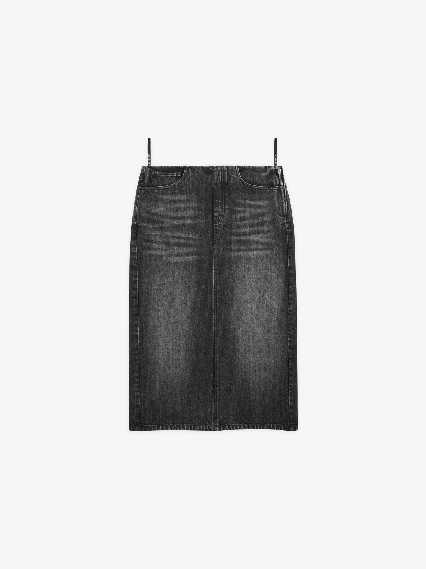 Washed Denim Midi Skirt