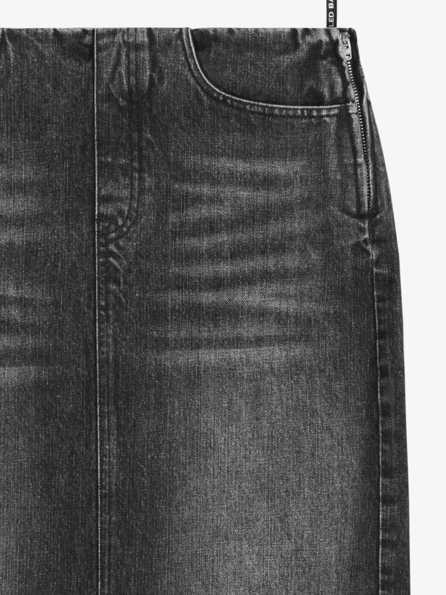 Washed Denim Midi Skirt