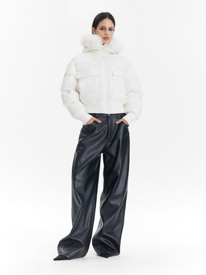 white fitted cropped hoodie