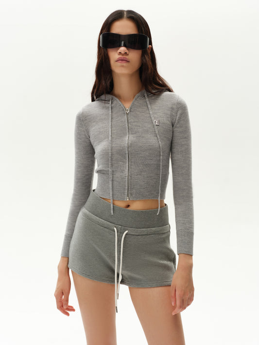 High-waisted casual grey shorts