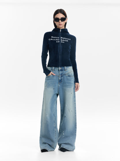 Vintage Printed Hooded Jacket