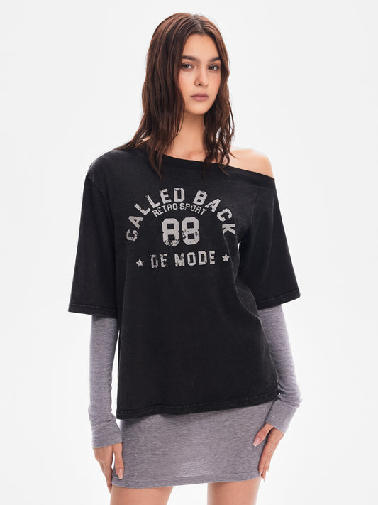 Webbing Detail Slim-Fit Cropped Sports T-Shirt