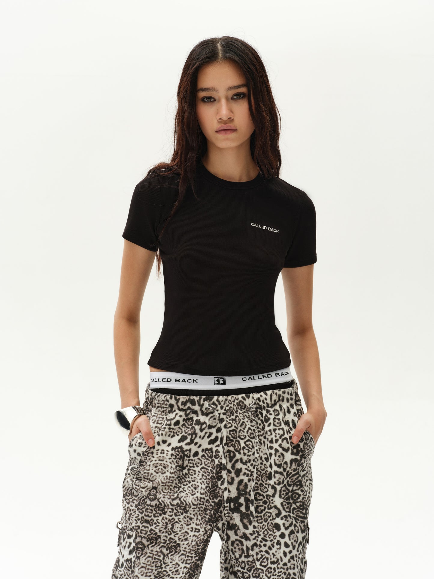 Short-Sleeve Crew Neck Backless Cotton Top
