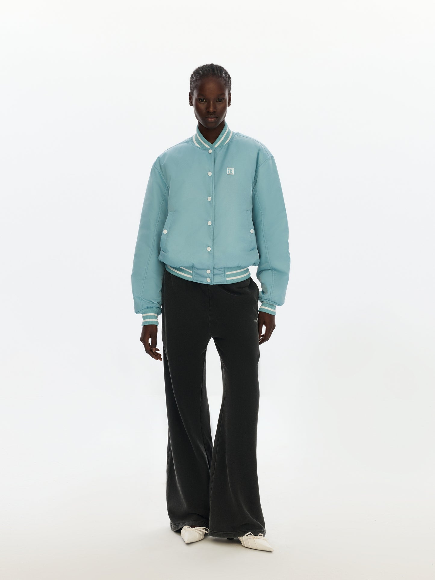Blue Baseball Jacket Style Down Coat