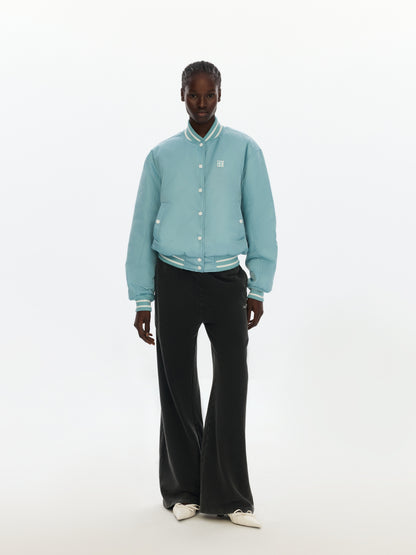 Blue Baseball Jacket Style Down Coat