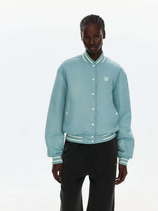 Blue Baseball Jacket Style Down Coat