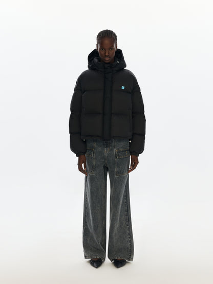 Black Puffer Jacket with Hood