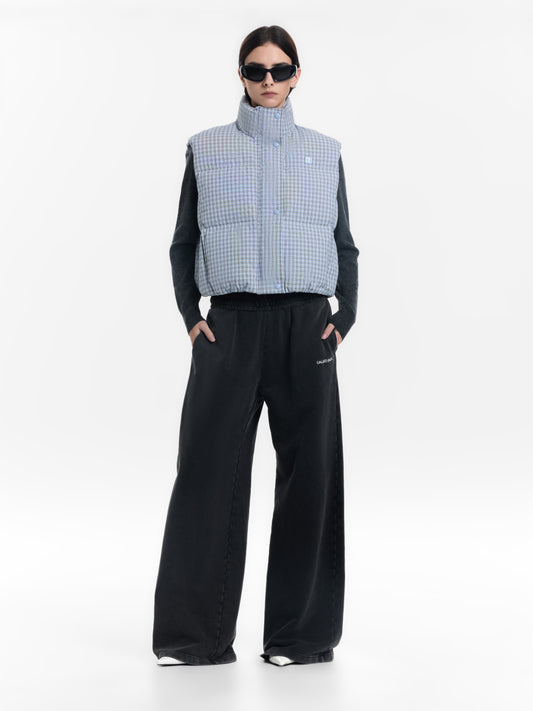 Plaid White Goose Down Vest