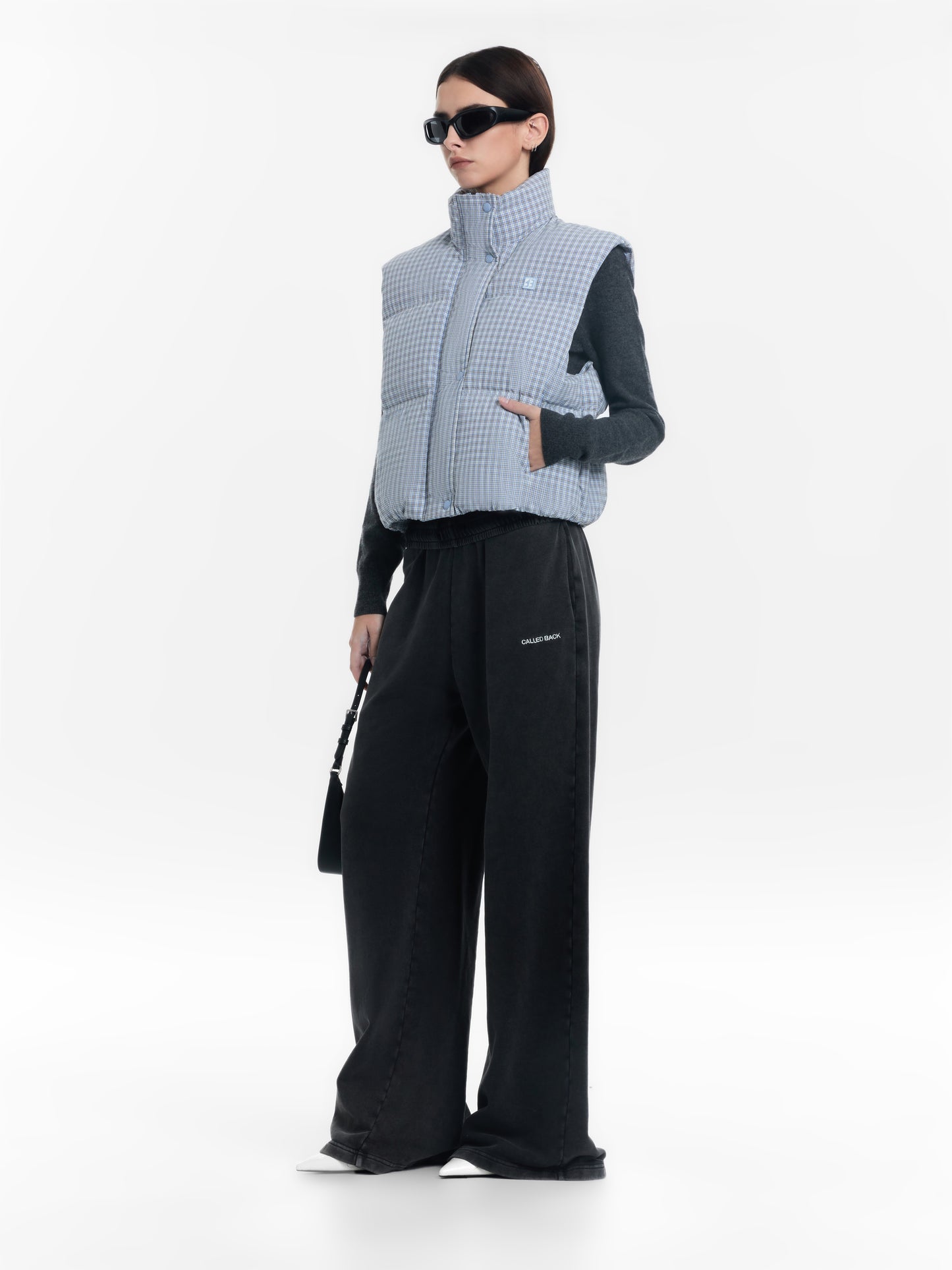 Plaid White Goose Down Vest