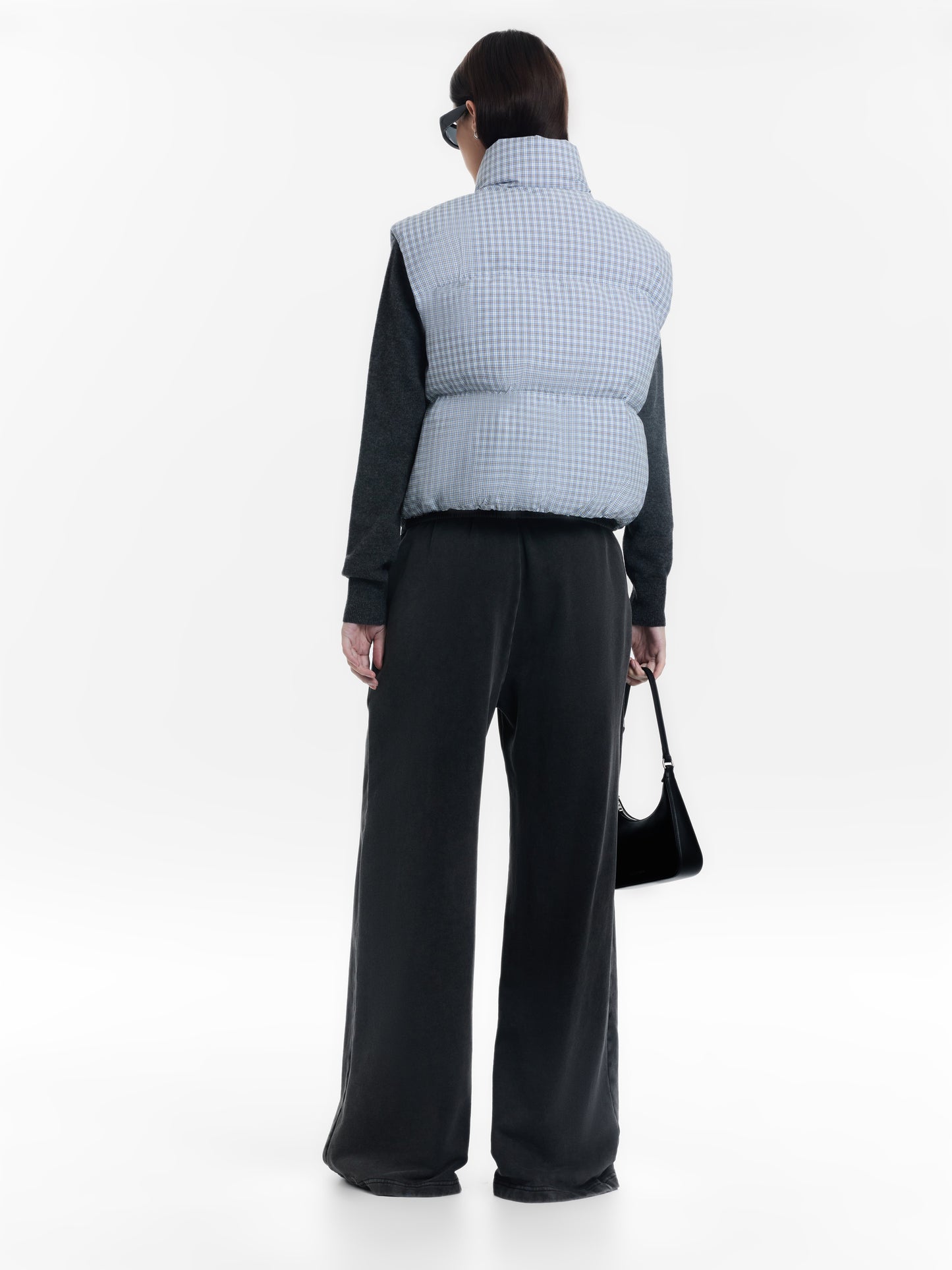 Plaid White Goose Down Vest