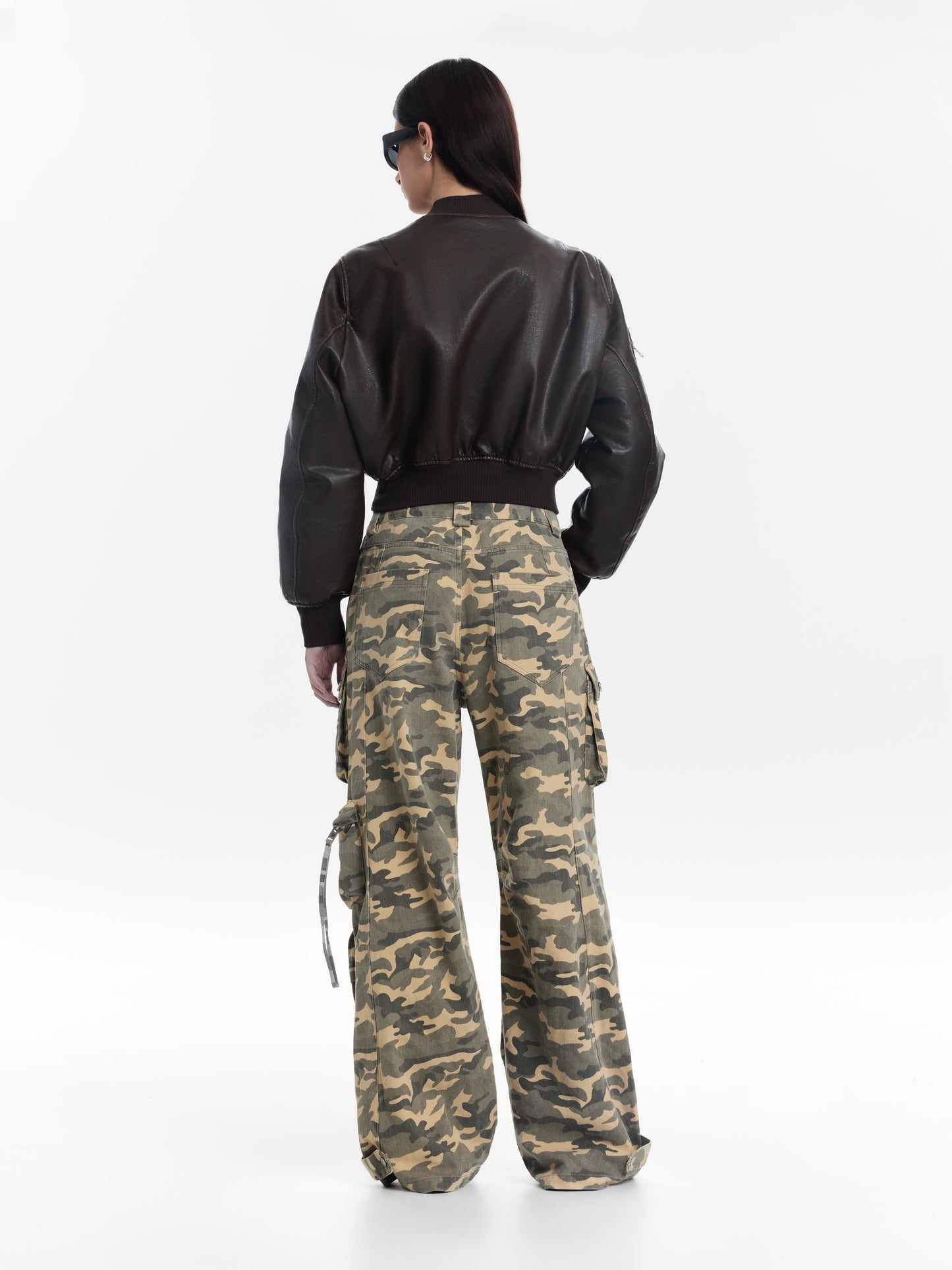 Wide-Leg Camouflage Cargo Pants