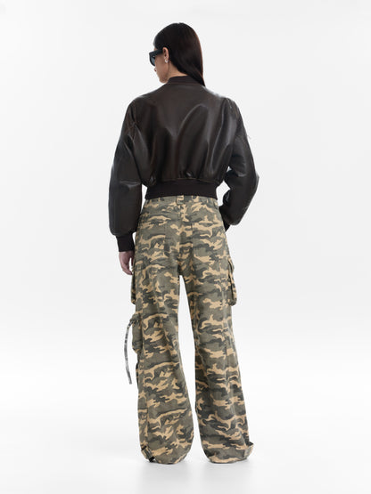 Wide-Leg Camouflage Cargo Pants