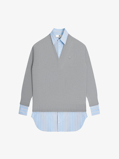 Mock Layered Shirt & Sweater Top